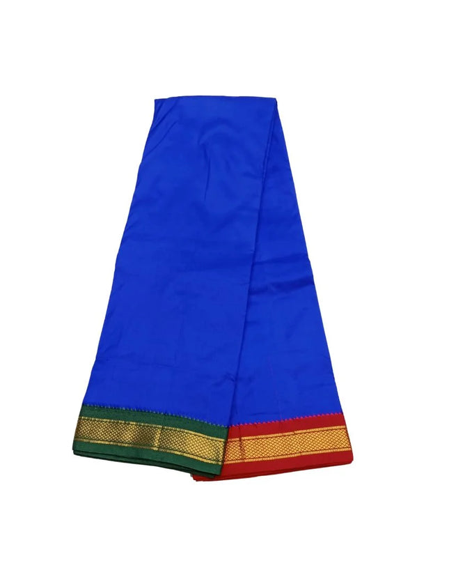 Men Pure Silk Mayilkan Border Dark Blue Panchakacham Dhoti 9x5
