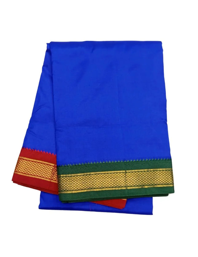 Men Pure Silk Mayilkan Border Dark Blue Panchakacham Dhoti 9x5