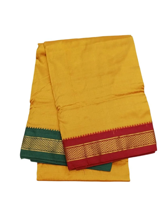 Men Pure Silk Mayilkan Border Gold  Panchakacham Dhoti 9x5
