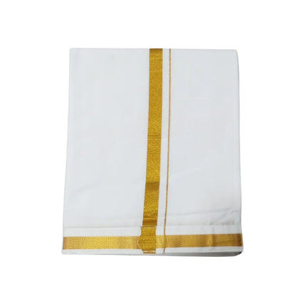 MEN READYMADE JARI BORDER ADJUSTABLE SINGLE DHOTI with pocket -2M