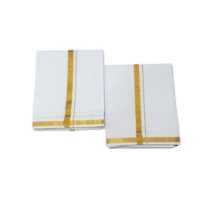 MEN READYMADE JARI BORDER ADJUSTABLE SINGLE DHOTI with pocket -2M