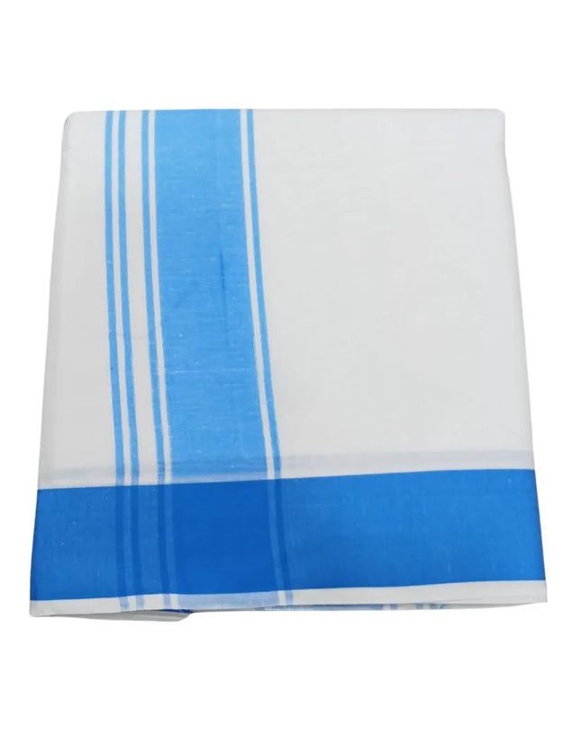 Men Cotton  2 Inch Thillana Bleached  Panchakacham Dhoti 9x5