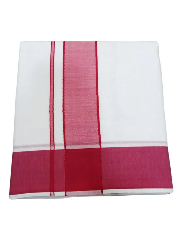 Men Cotton  2 Inch Thillana Bleached  Panchakacham Dhoti 9x5