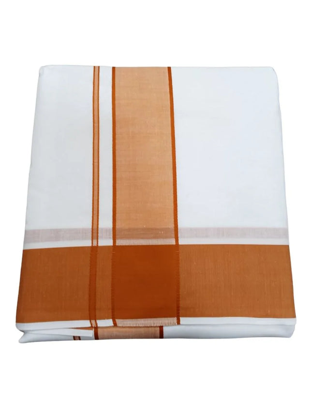 Men Cotton  2 Inch Thillana Bleached  Panchakacham Dhoti 9x5