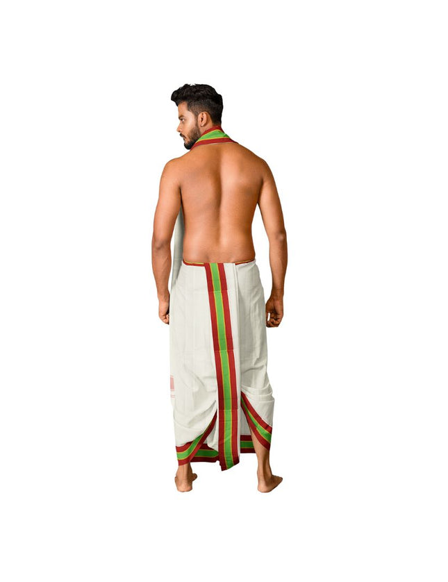 Men Cotton 5 Inch Double Colour Fancy Panchakacham Dhoti -  9x5