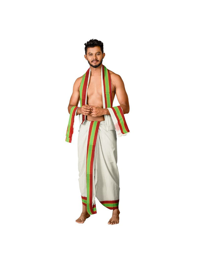 Men Cotton 5 Inch Double Colour Fancy Panchakacham Dhoti -  9x5