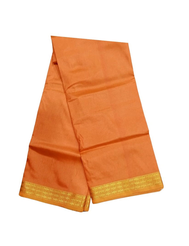 Men Art Silk  Dupion Silk Small Border Panchakacham Dhoti-9x5
