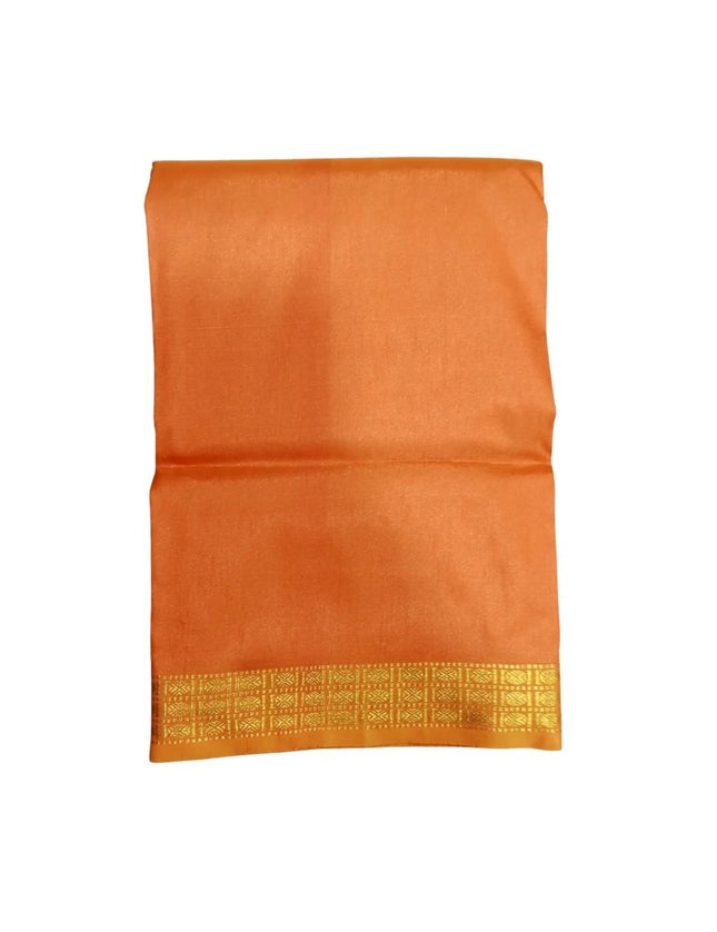Men Art Silk  Dupion Silk Small Border Panchakacham Dhoti-9x5