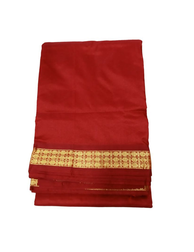 Men Art Silk  Katlon Silk Small Border Panchakacham Dhoti 9x5