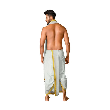 Men Cotton 100K Jari Panchakacham Dhoti 10x6