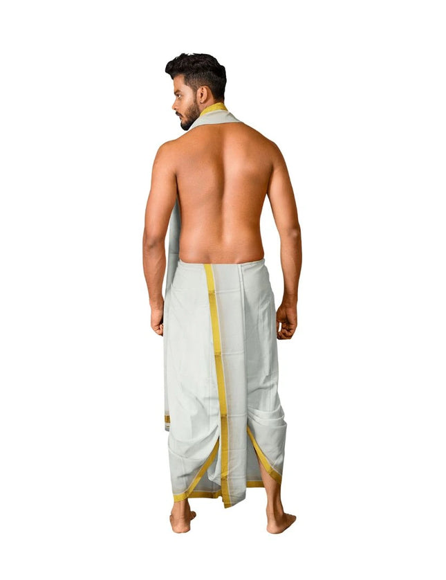 Men Cotton 100K Jari Panchakacham Dhoti 10x6