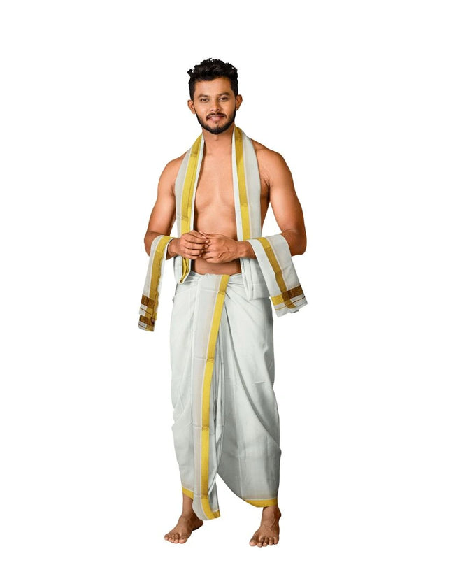 Men Cotton 100K Jari Panchakacham Dhoti 10x6