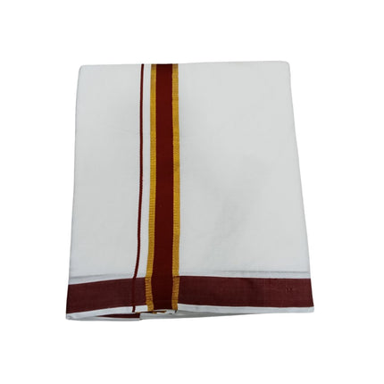 MEN COTTON 1INCH THILLANA JARI COLOUR  PANCHAKACHAM DHOTI 9X5