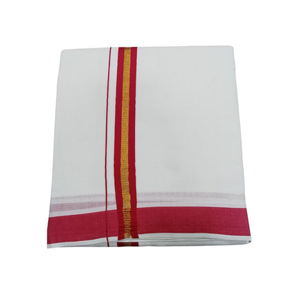 MEN COTTON 1INCH THILLANA JARI COLOUR  PANCHAKACHAM DHOTI 9X5