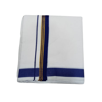 MEN COTTON 1INCH THILLANA JARI COLOUR  PANCHAKACHAM DHOTI 9X5