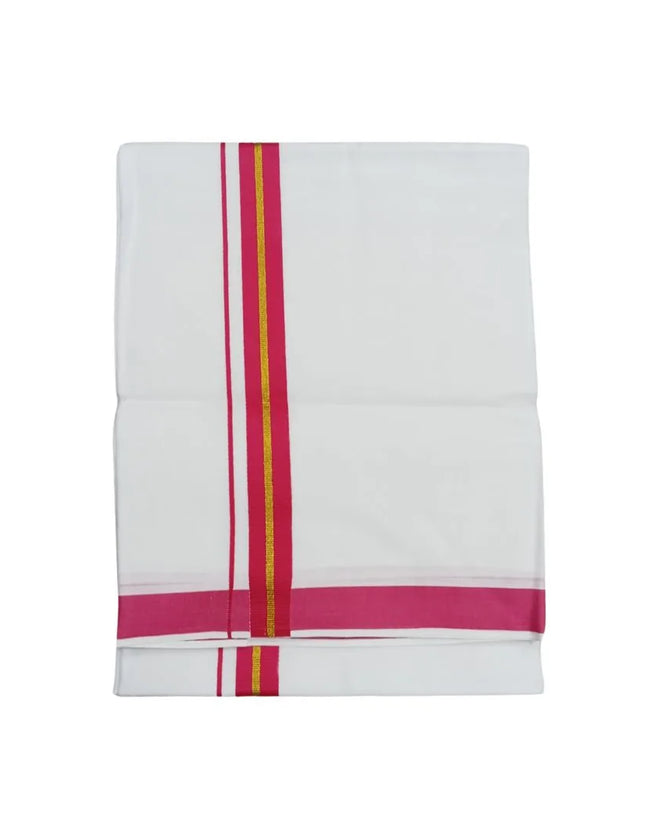 Men Cotton 1INCH Thillana Jari Double Dhoti- 3.60m