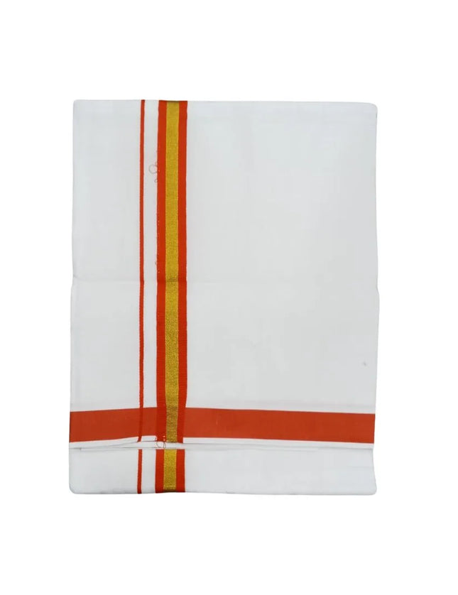 Men Cotton 1INCH Thillana Jari Double Dhoti- 3.60m