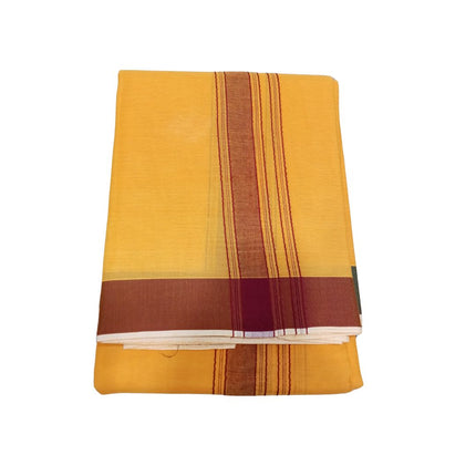 Men Cotton 2INCH Plain Border Colour Panchakacham Dhoti- 9x5