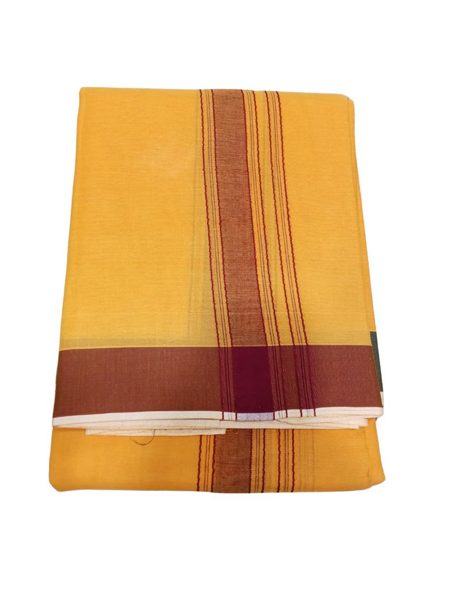 Men Cotton 2INCH Plain Border Colour Panchakacham Dhoti- 9x5