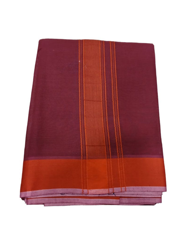 Men Cotton 2INCH Plain Border Colour Panchakacham Dhoti- 9x5