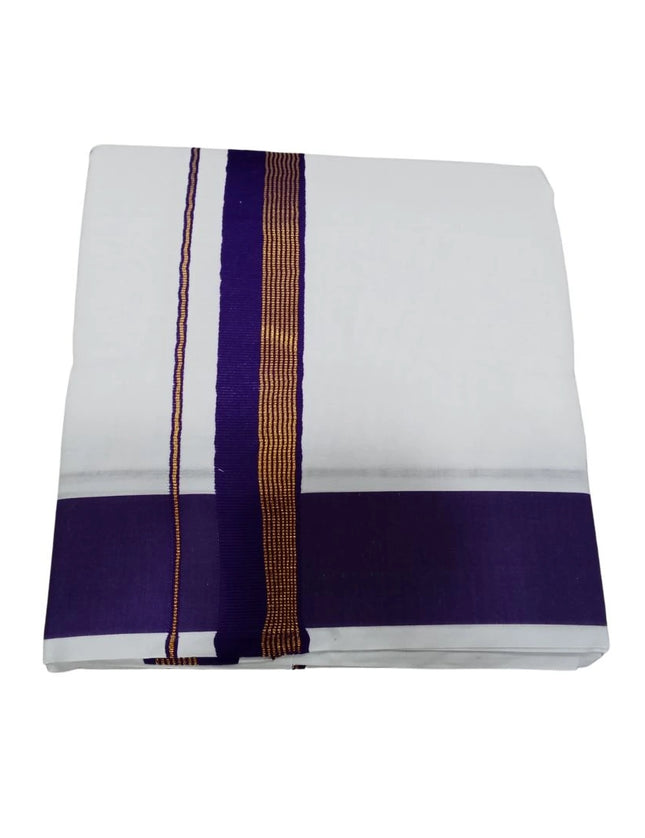 Men Cotton 2 Inch Thillana Jari Panchakacham Dhoti -  9x5
