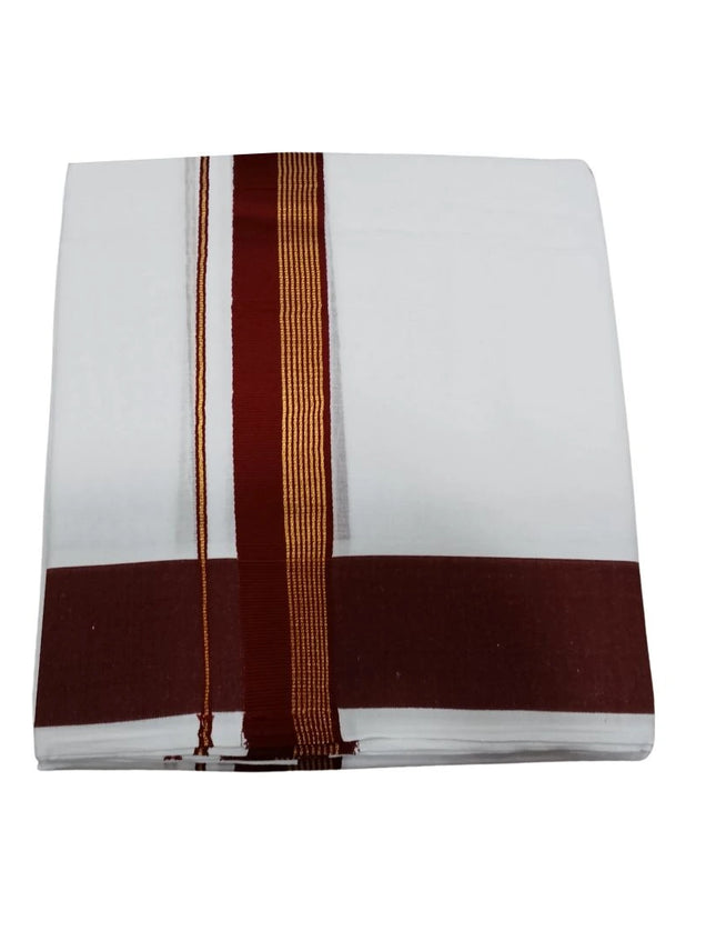 Men Cotton 2 Inch Thillana Jari Panchakacham Dhoti -  9x5