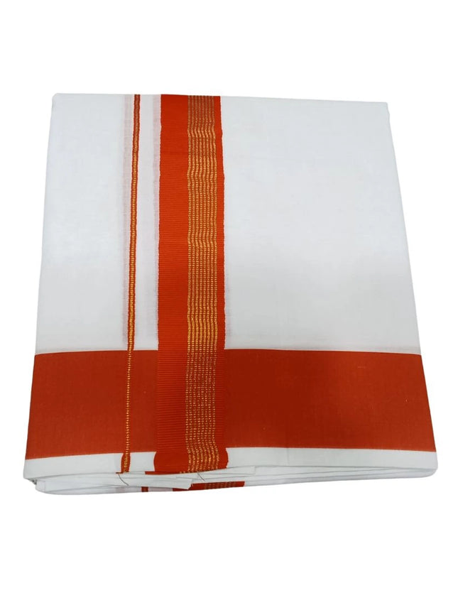 Men Cotton 2 Inch Thillana Jari Panchakacham Dhoti -  9x5