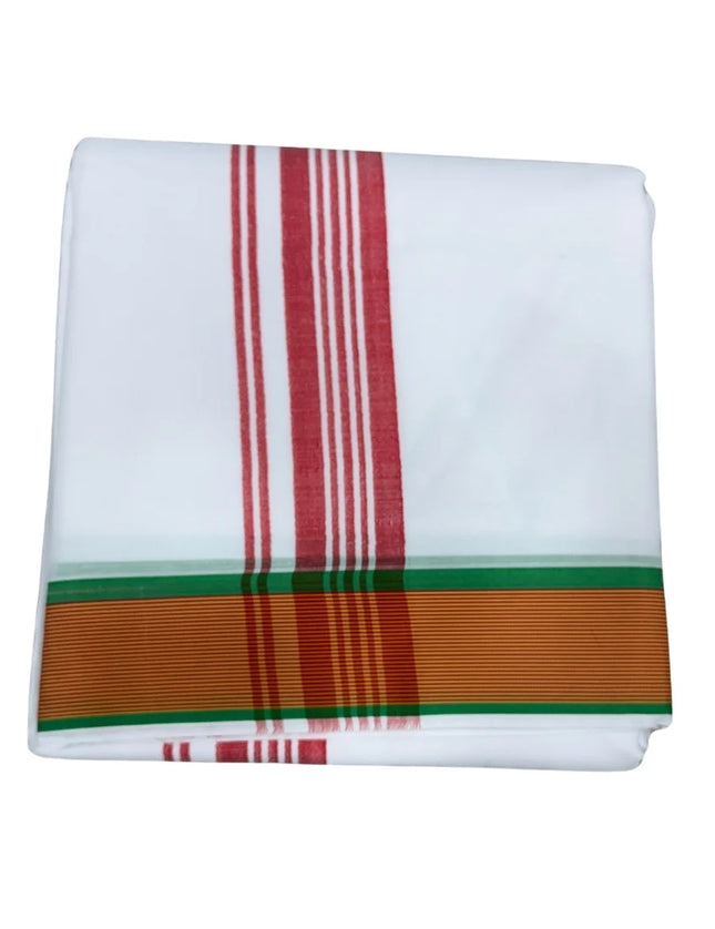 MEN COTTON 2 INCH SEER BORDER PANCHAKACHAM DHOTI -9X5