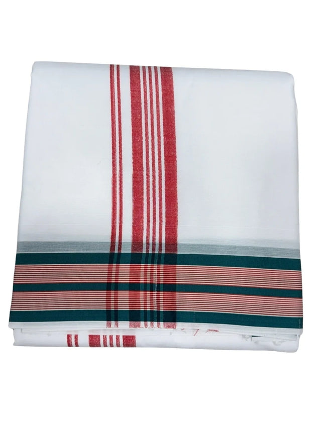 MEN COTTON 2 INCH SEER BORDER PANCHAKACHAM DHOTI -9X5
