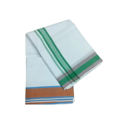 MEN COTTON 2 INCH SEER BORDER PANCHAKACHAM DHOTI -9X5