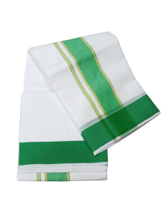 Men Cotton  2 Inch Thillana Bleached  Panchakacham Dhoti 9x5