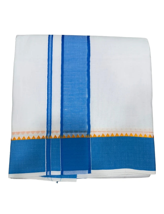 MEN COTTON 2 INCH THILLANA MOKKU PANCHAKACHAM DHOTI - 9X5