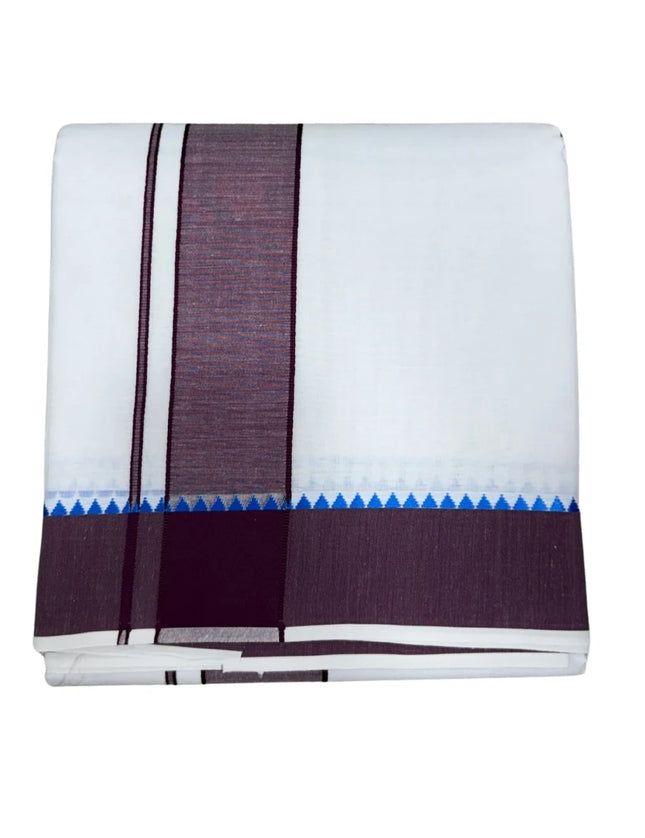 MEN COTTON 2 INCH THILLANA MOKKU PANCHAKACHAM DHOTI - 9X5
