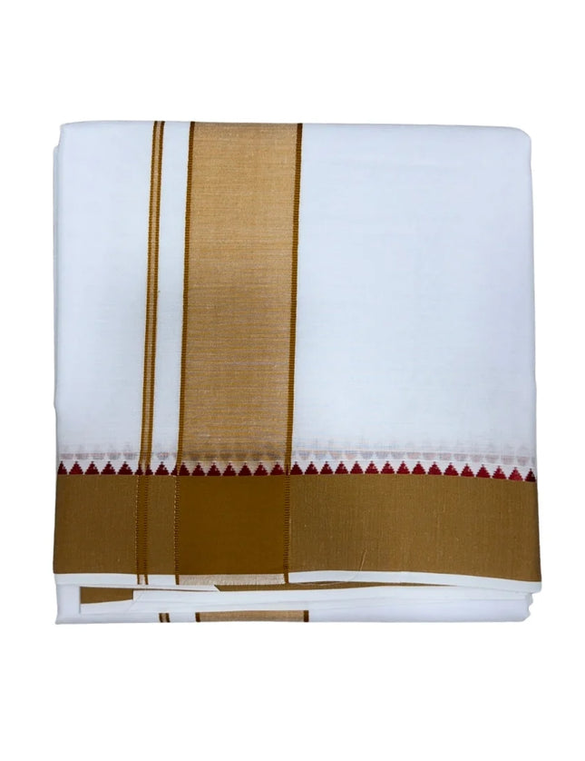 MEN COTTON 2 INCH THILLANA MOKKU PANCHAKACHAM DHOTI - 9X5