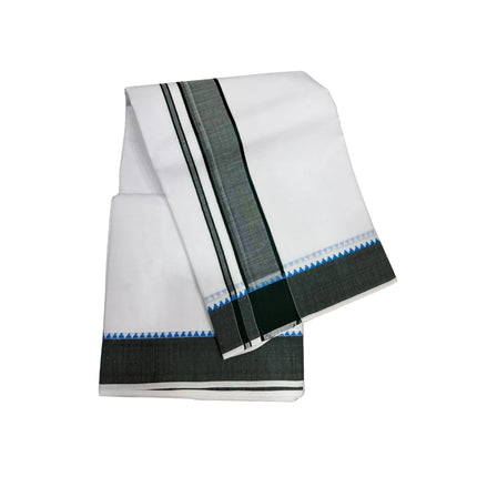 MEN COTTON 2 INCH THILLANA MOKKU PANCHAKACHAM DHOTI - 9X5