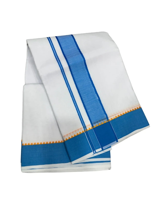 MEN COTTON 2 INCH THILLANA MOKKU PANCHAKACHAM DHOTI - 9X5