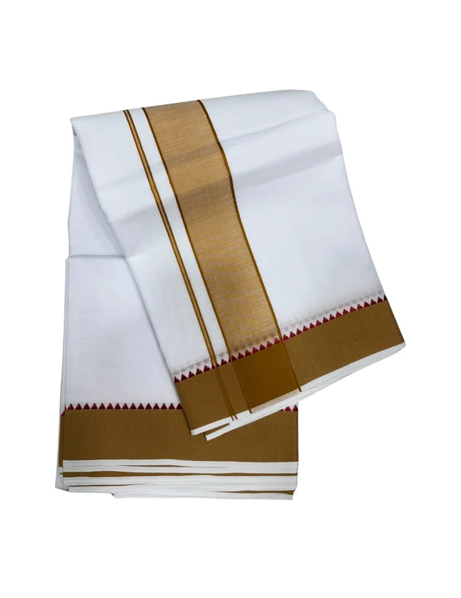 MEN COTTON 2 INCH THILLANA MOKKU PANCHAKACHAM DHOTI - 9X5