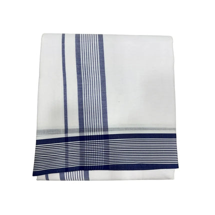 MEN COTTON 2 INCH WHITE SEER PANCHAKACHAM DHOTI - 9X5