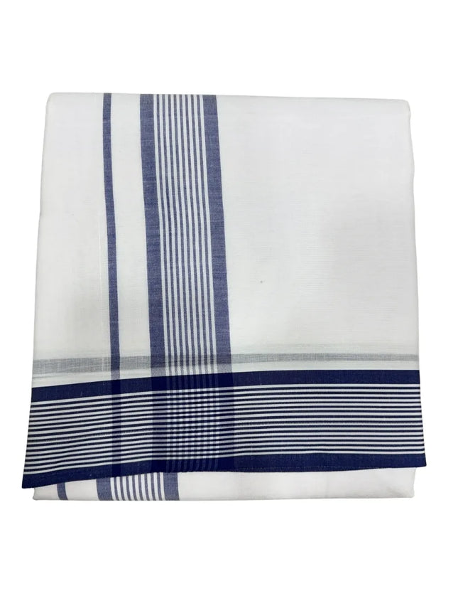 MEN COTTON 2 INCH WHITE SEER PANCHAKACHAM DHOTI - 9X5