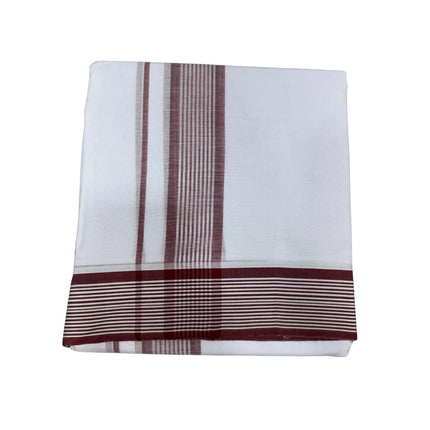 MEN COTTON 2 INCH WHITE SEER PANCHAKACHAM DHOTI - 9X5