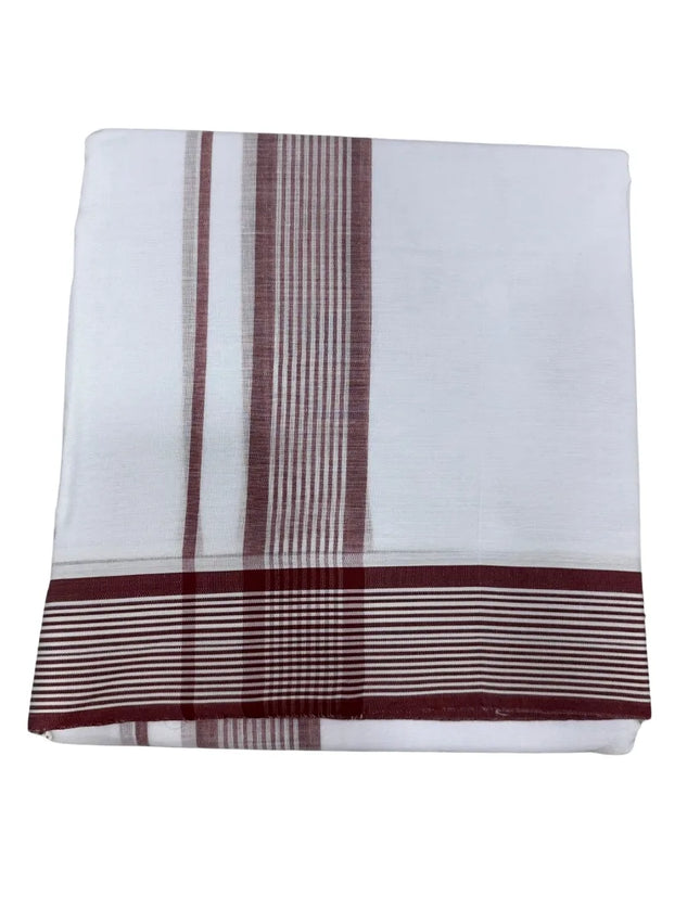 MEN COTTON 2 INCH WHITE SEER PANCHAKACHAM DHOTI - 9X5