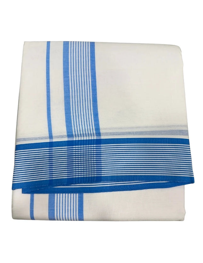 MEN COTTON 2 INCH WHITE SEER PANCHAKACHAM DHOTI - 9X5