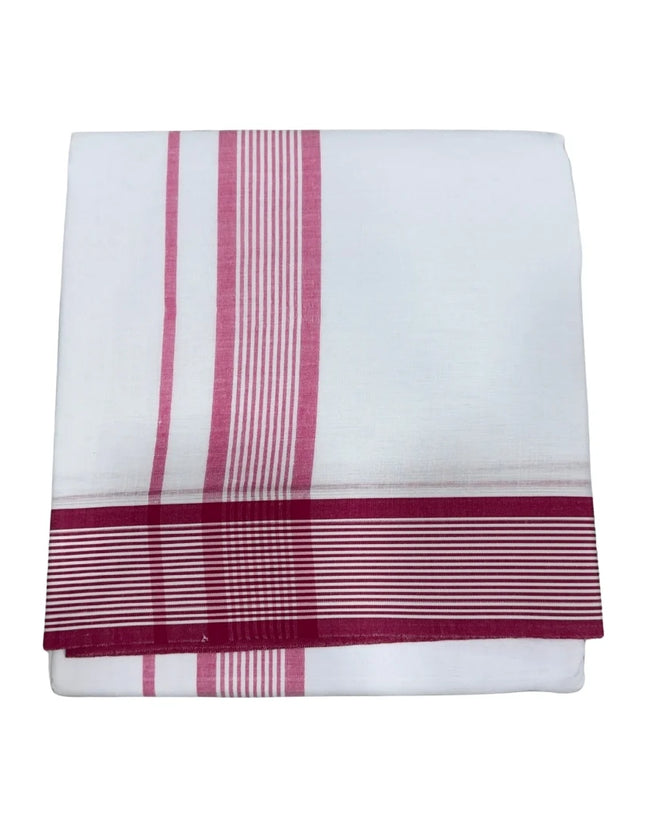 MEN COTTON 2 INCH WHITE SEER PANCHAKACHAM DHOTI - 9X5