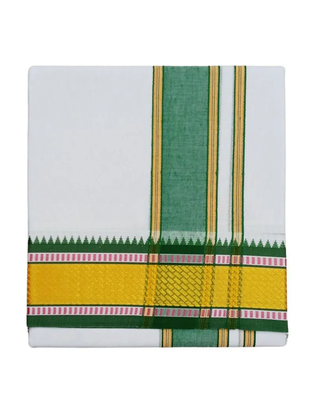 Men Cotton 3INCH New Pet Double Dhoti- 3.66m