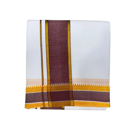 MEN COTTON 3 INCH DESIGN PATE PANCHAKACHAM DHOTI - 9X5