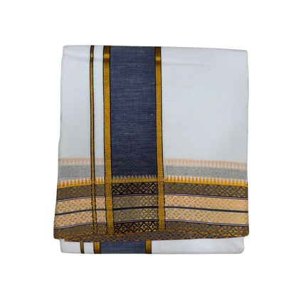 MEN COTTON 3 INCH DESIGN PATE PANCHAKACHAM DHOTI - 9X5