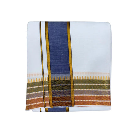 MEN COTTON 3 INCH DESIGN PATE PANCHAKACHAM DHOTI - 9X5