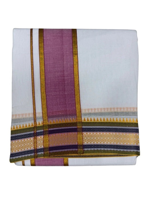 MEN COTTON 3 INCH DESIGN PATE PANCHAKACHAM DHOTI - 9X5