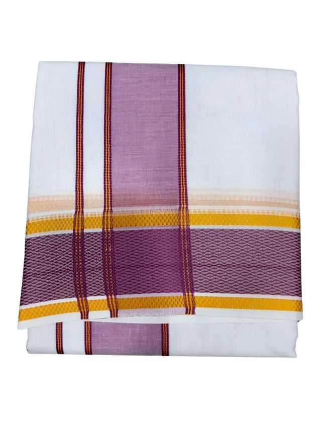 MEN COTTON 4 INCH GEMINI PATE PANCHAKACHAM DHOTI - 9X5