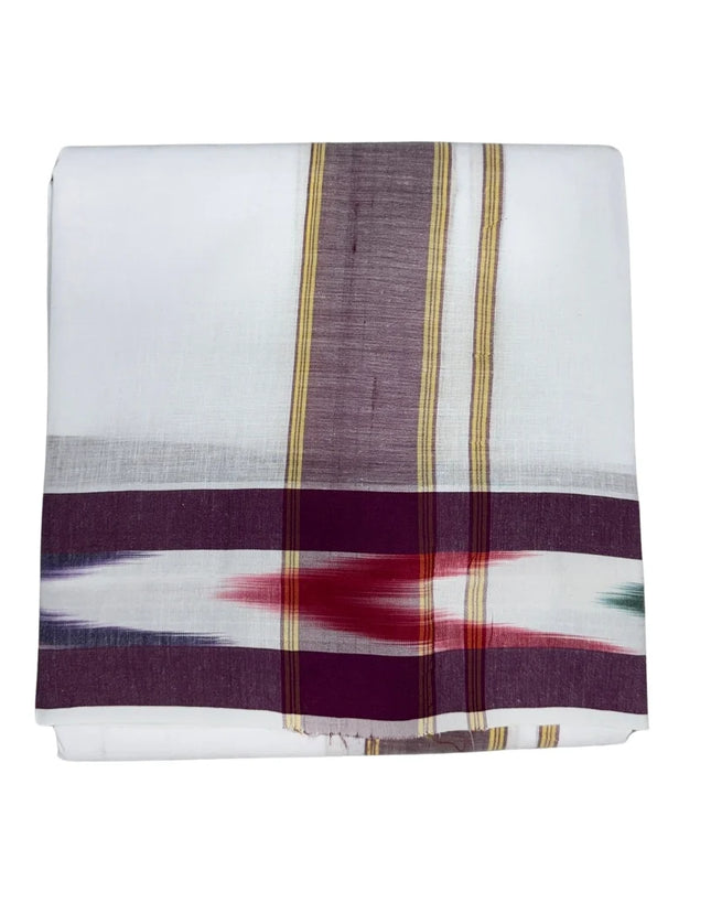 MEN COTTON 5 INCH POCHAMPALLI BORDER PANCHAKACHAM DHOTI - 9X5